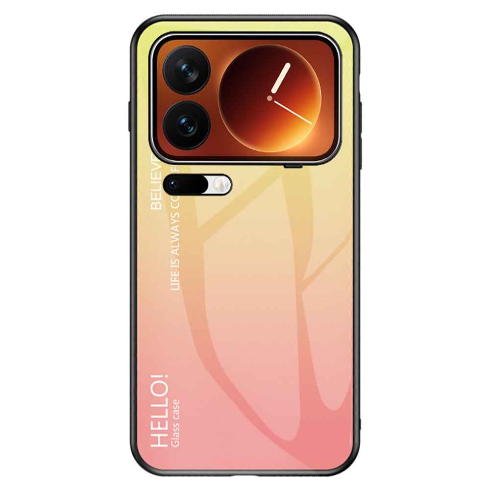 For Xiaomi 17 Pro Case Anti-Scratch Tempered Glass + PC + TPU Phone Cover - Gradient Yellow
