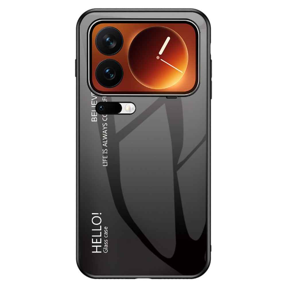For Xiaomi 17 Pro Case Anti-Scratch Tempered Glass + PC + TPU Phone Cover - Gradient Black Grey