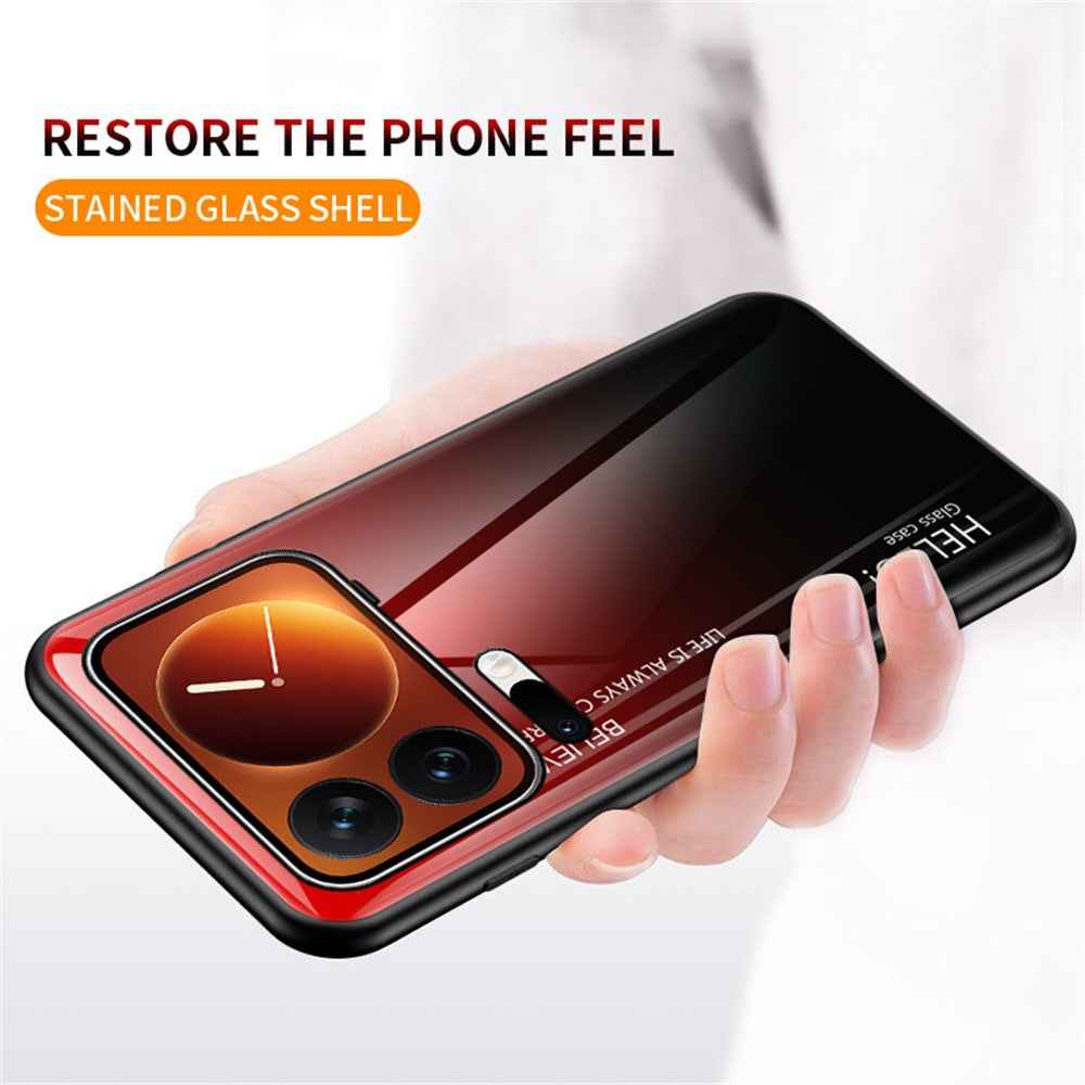 For Xiaomi 17 Pro Case Anti-Scratch Tempered Glass + PC + TPU Phone Cover - Gradient Black Grey