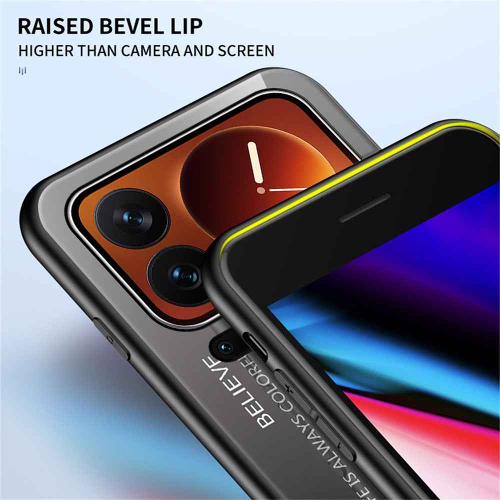 For Xiaomi 17 Pro Case Anti-Scratch Tempered Glass + PC + TPU Phone Cover - Gradient Black Grey