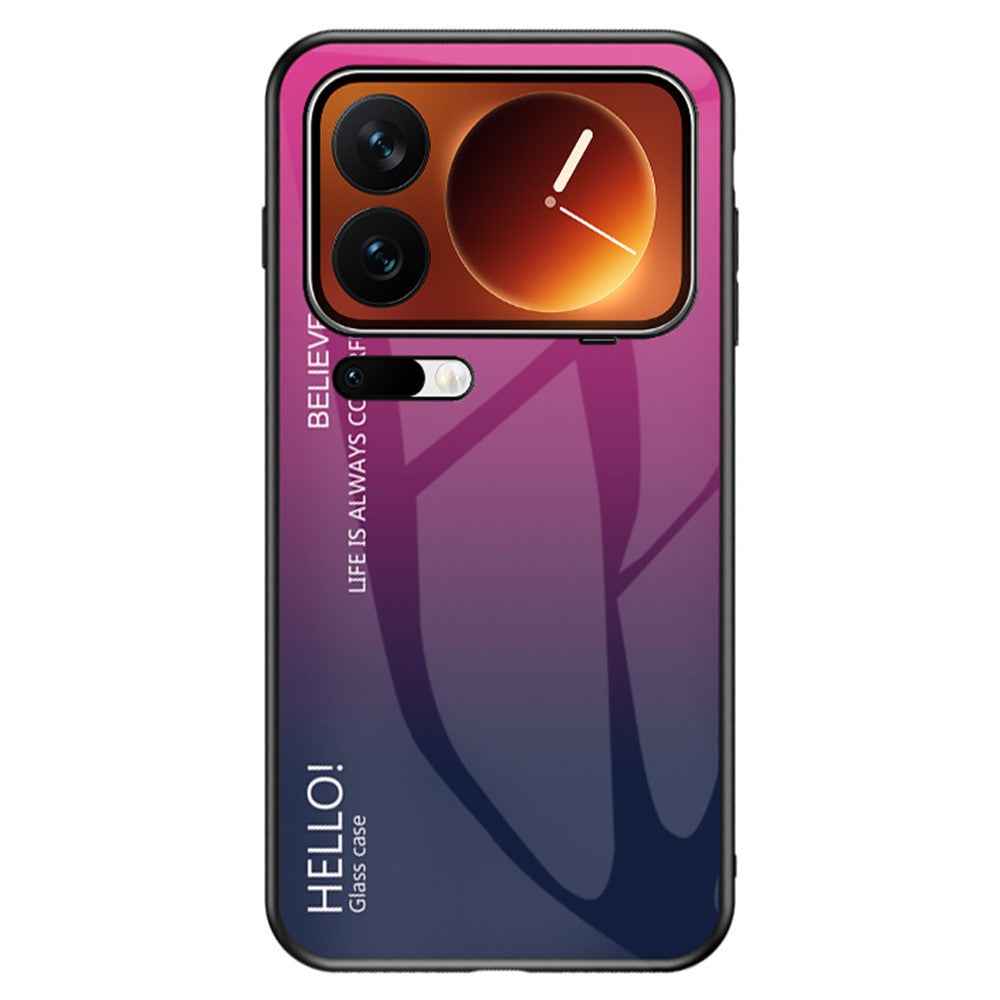 For Xiaomi 17 Pro Case Anti-Scratch Tempered Glass + PC + TPU Phone Cover - Gradient Rose