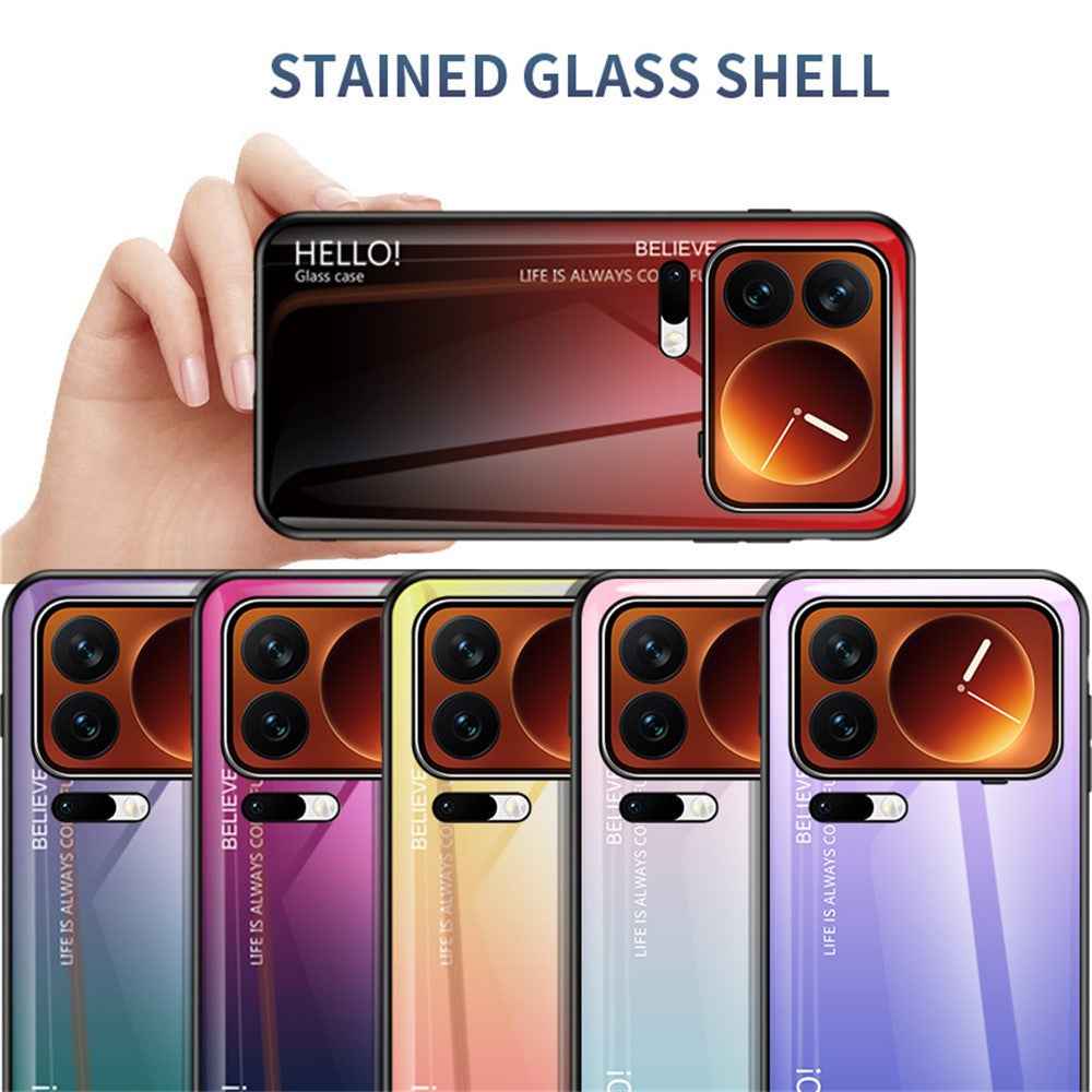 For Xiaomi 17 Pro Case Anti-Scratch Tempered Glass + PC + TPU Phone Cover - Gradient Rose