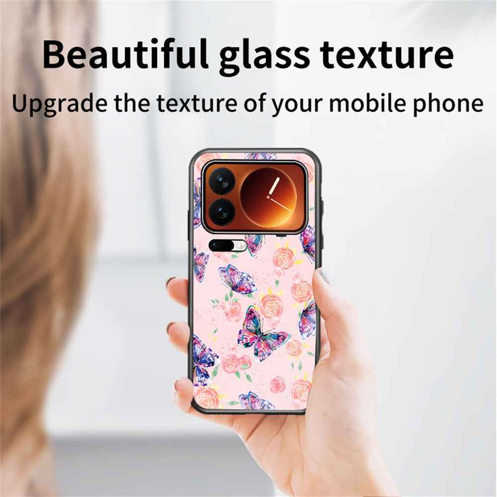 For Xiaomi 17 Pro Case Butterfly Pattern TPU + Tempered Glass Protective Phone Cover - Colorful Butterfly