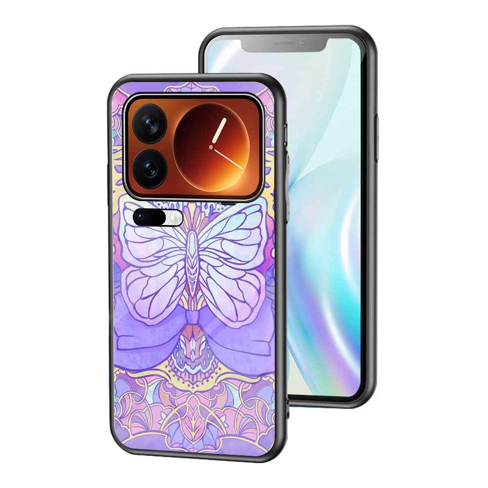 For Xiaomi 17 Pro Case Butterfly Pattern TPU + Tempered Glass Protective Phone Cover - Phantom Butterfly