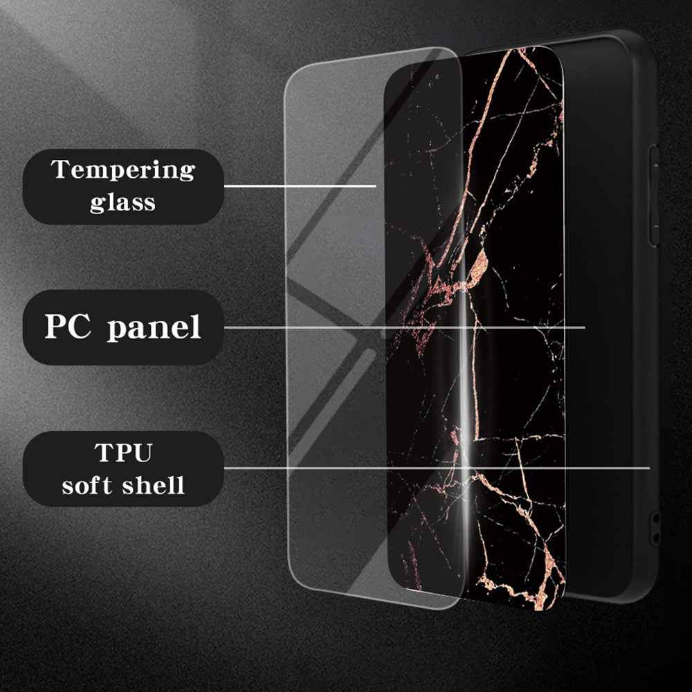 For Xiaomi 17 Pro Case Marble Pattern Tempered Glass + PC + TPU Protective Phone Cover - White Marble
