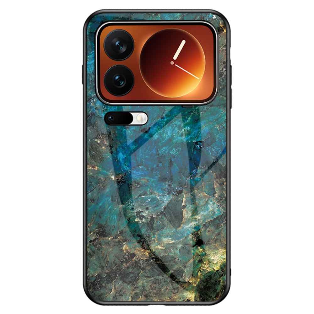 For Xiaomi 17 Pro Case Marble Pattern Tempered Glass + PC + TPU Protective Phone Cover - Emerald Marble