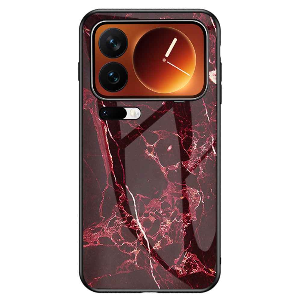 For Xiaomi 17 Pro Case Marble Pattern Tempered Glass + PC + TPU Protective Phone Cover - Blood Red Marble