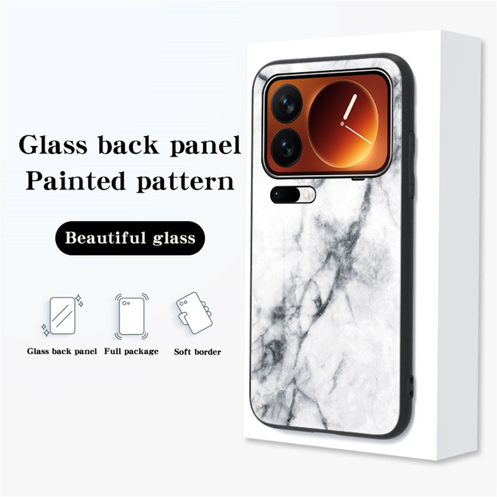 For Xiaomi 17 Pro Max Case Marble Pattern Tempered Glass + PC + TPU Protective Phone Cover - Emerald Marble