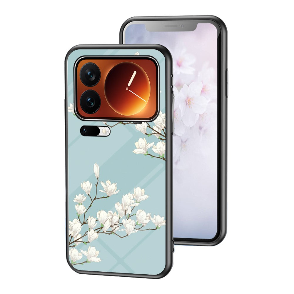 Phone Case For Xiaomi 17 Pro Max Floral Pattern TPU + Tempered Glass Protective Cover - Gardenias