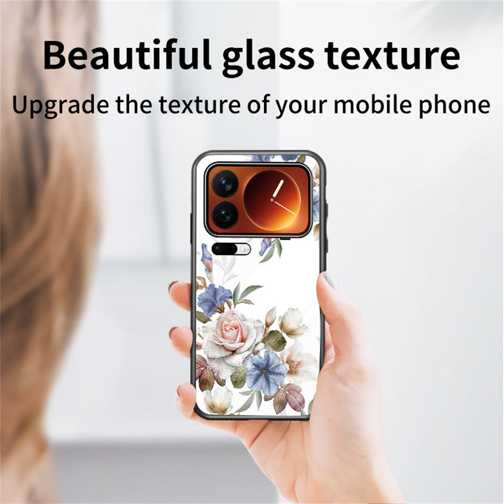 Phone Case For Xiaomi 17 Pro Max Floral Pattern TPU + Tempered Glass Protective Cover - Chinese Rose