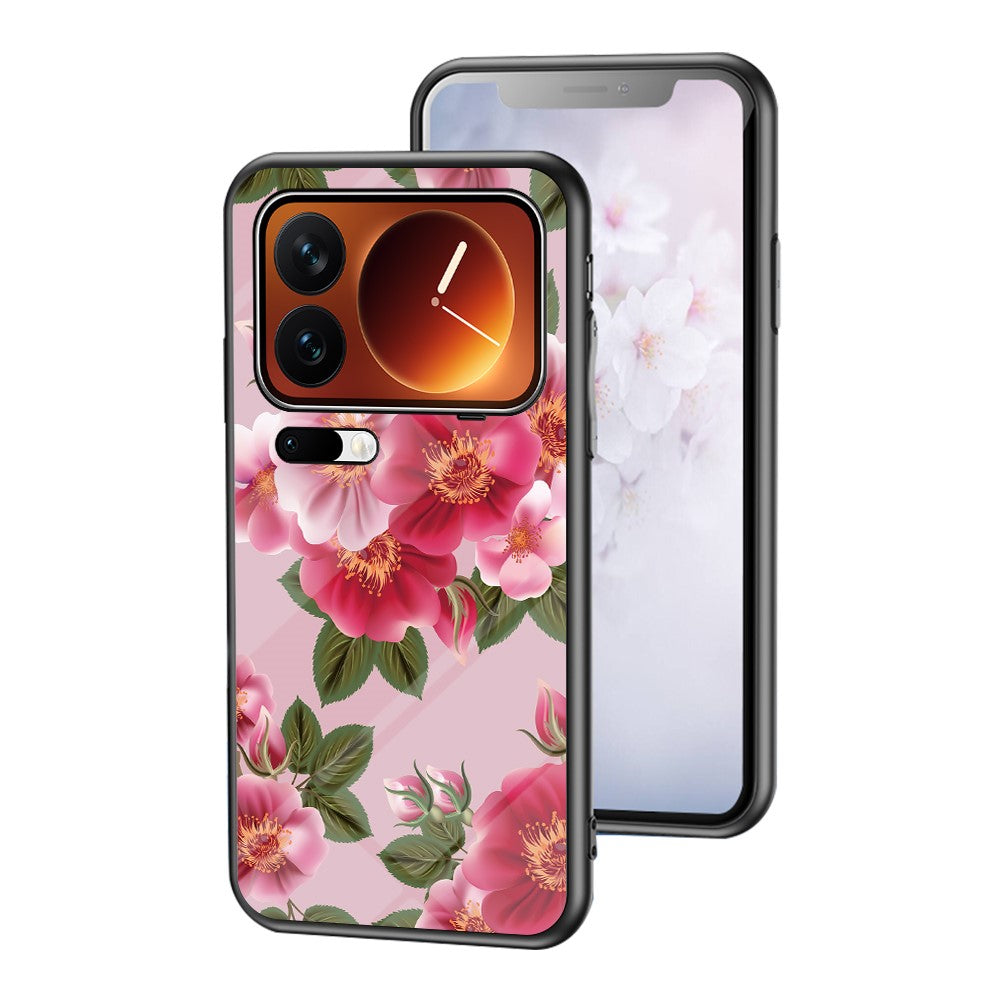 Phone Case For Xiaomi 17 Pro Max Floral Pattern TPU + Tempered Glass Protective Cover - Glamorous Peony