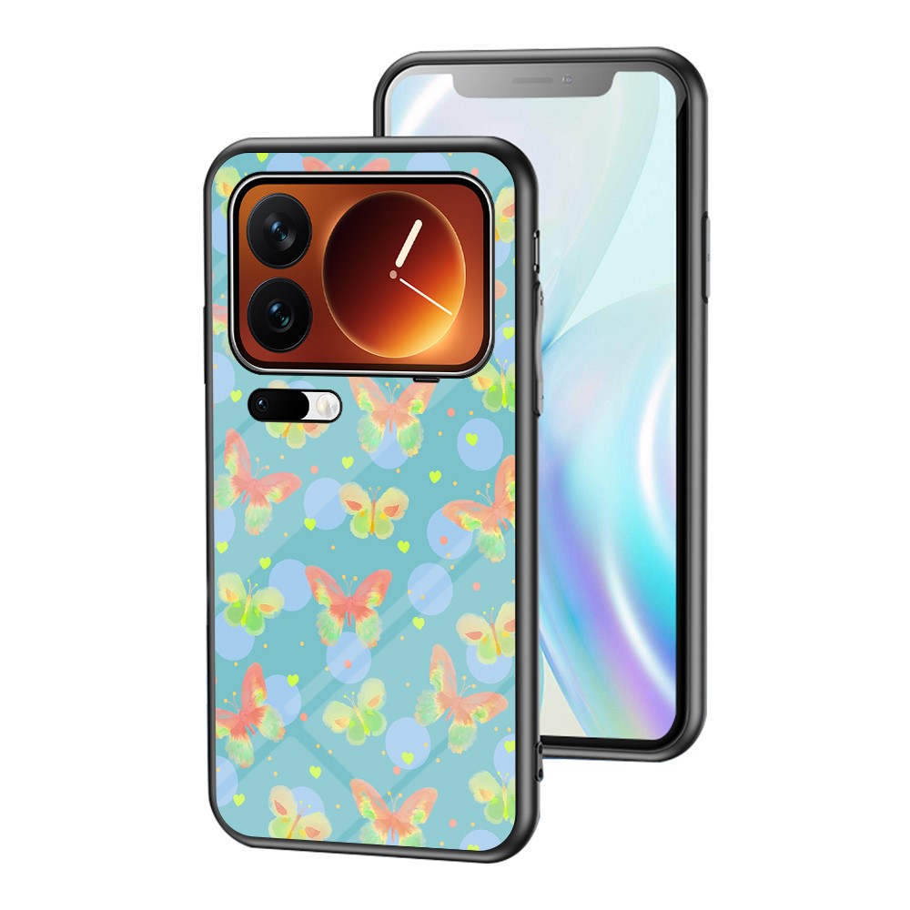 For Xiaomi 17 Pro Max Case Butterfly Pattern TPU + Tempered Glass Protective Phone Cover - Lush Butterfly