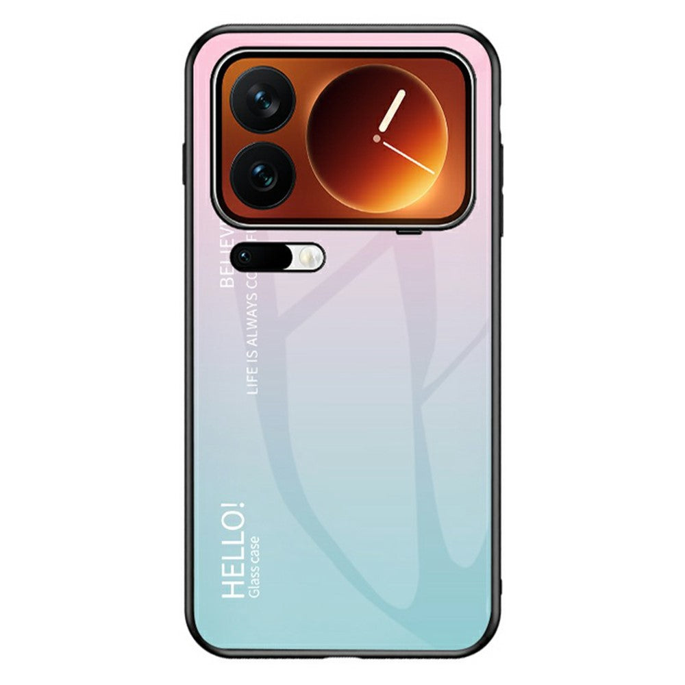 For Xiaomi 17 Pro Max Case Anti-Scratch Tempered Glass + PC + TPU Phone Cover - Gradient Pink Blue
