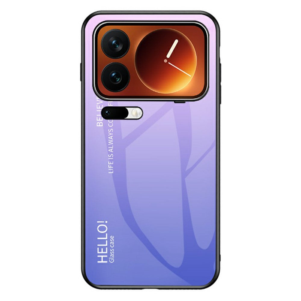 For Xiaomi 17 Pro Max Case Anti-Scratch Tempered Glass + PC + TPU Phone Cover - Gradient Pink Purple