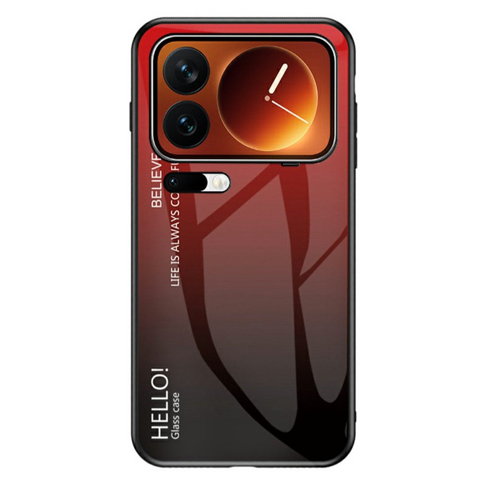 For Xiaomi 17 Pro Max Case Anti-Scratch Tempered Glass + PC + TPU Phone Cover - Gradient Red Black