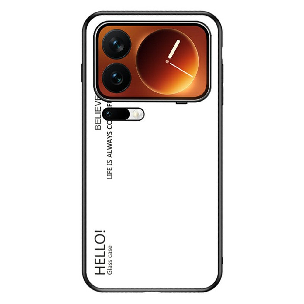For Xiaomi 17 Pro Max Case Anti-Scratch Tempered Glass + PC + TPU Phone Cover - White