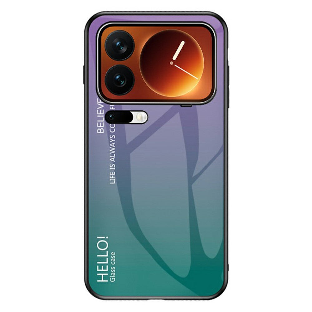 For Xiaomi 17 Pro Max Case Anti-Scratch Tempered Glass + PC + TPU Phone Cover - Gradient Purple