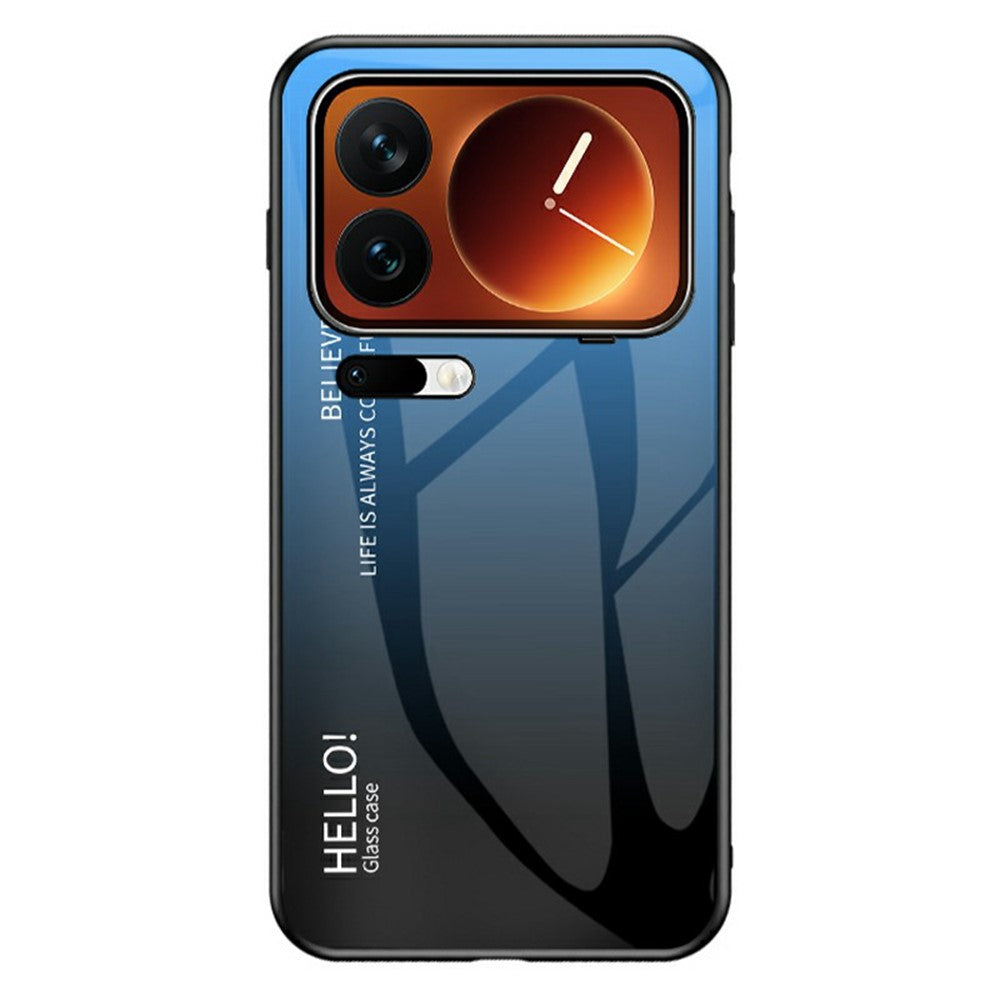 For Xiaomi 17 Pro Max Case Anti-Scratch Tempered Glass + PC + TPU Phone Cover - Gradient Blue Black