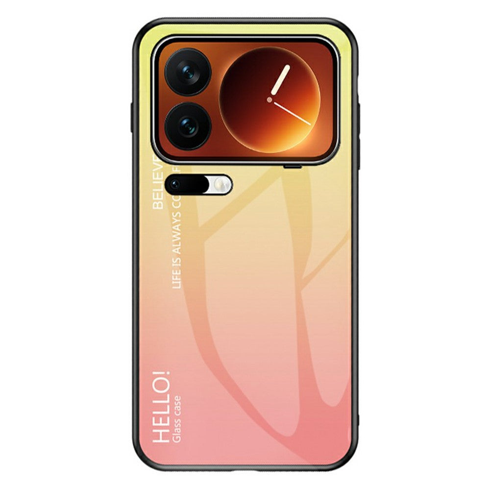 For Xiaomi 17 Pro Max Case Anti-Scratch Tempered Glass + PC + TPU Phone Cover - Gradient Yellow