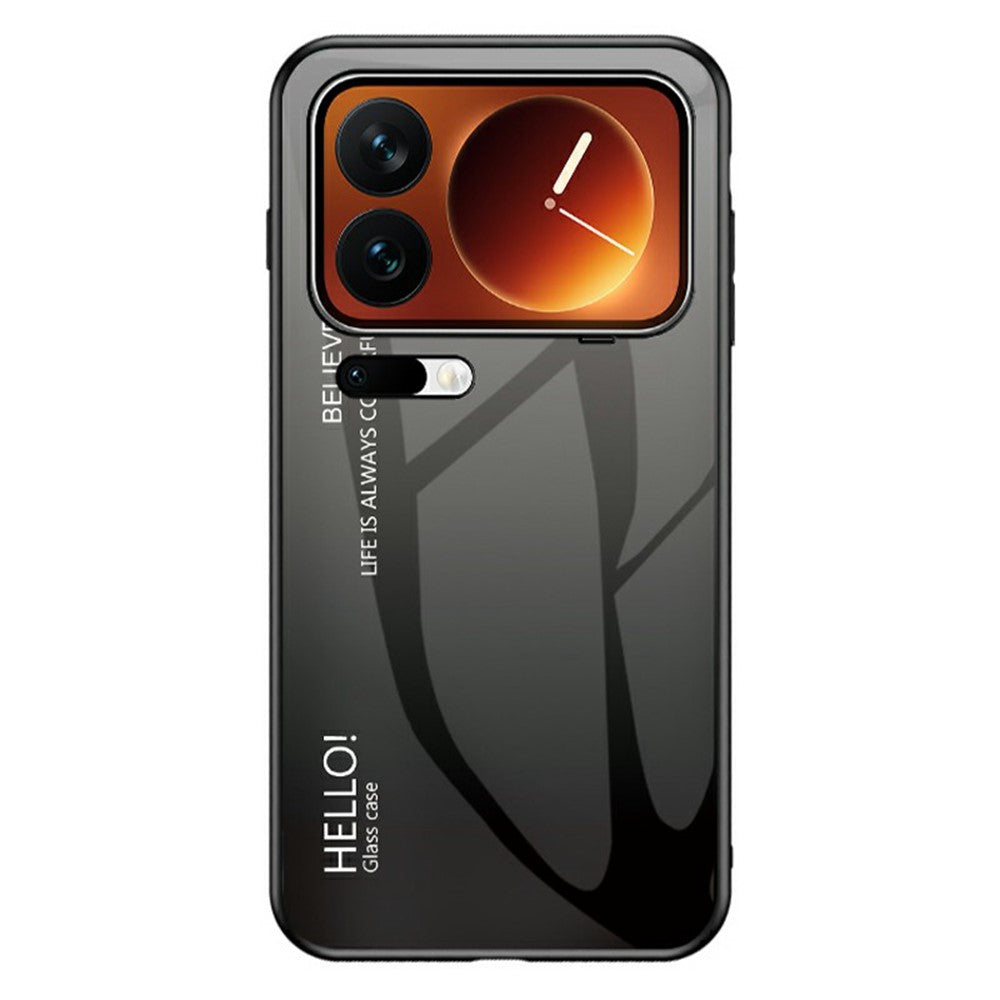 For Xiaomi 17 Pro Max Case Anti-Scratch Tempered Glass + PC + TPU Phone Cover - Gradient Black Grey