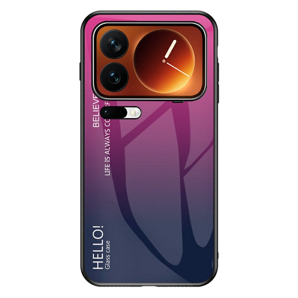 For Xiaomi 17 Pro Max Case Anti-Scratch Tempered Glass + PC + TPU Phone Cover - Gradient Rose