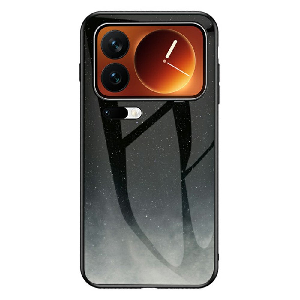 For Xiaomi 17 Pro Max Case Starry Sky Pattern Tempered Glass Phone Cover - Starry Crescent Moon