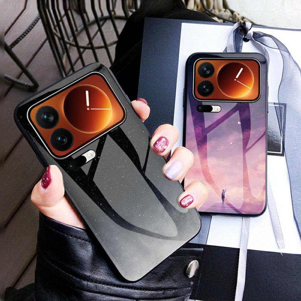 For Xiaomi 17 Pro Max Case Starry Sky Pattern Tempered Glass Phone Cover - Starry Crescent Moon