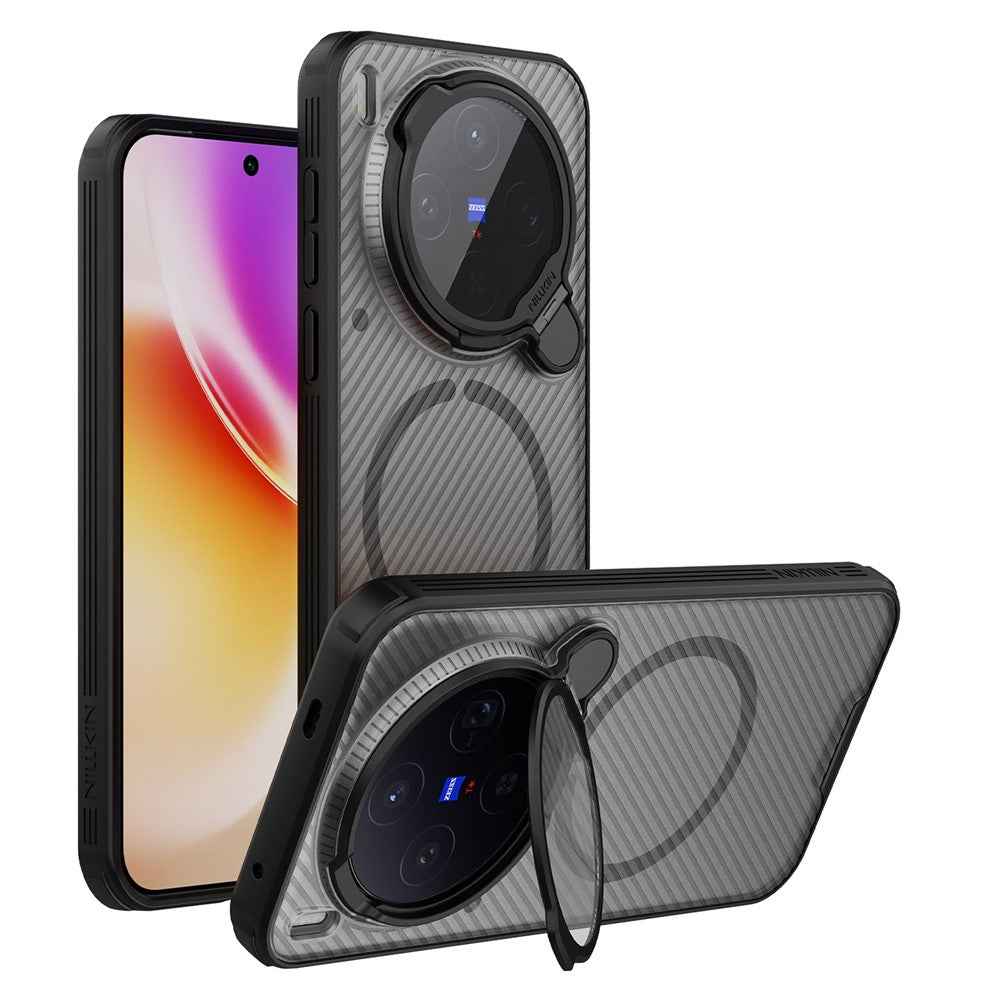 NILLKIN Camshield Prop Magnetic Series for vivo X300 5G Magnetic Case Clear Lens Lid PC TPU Phone Back Cover - Transparent Black