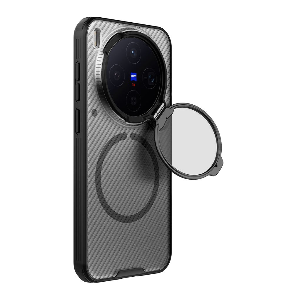 NILLKIN Camshield Prop Magnetic Series for vivo X300 5G Magnetic Case Clear Lens Lid PC TPU Phone Back Cover - Transparent Black