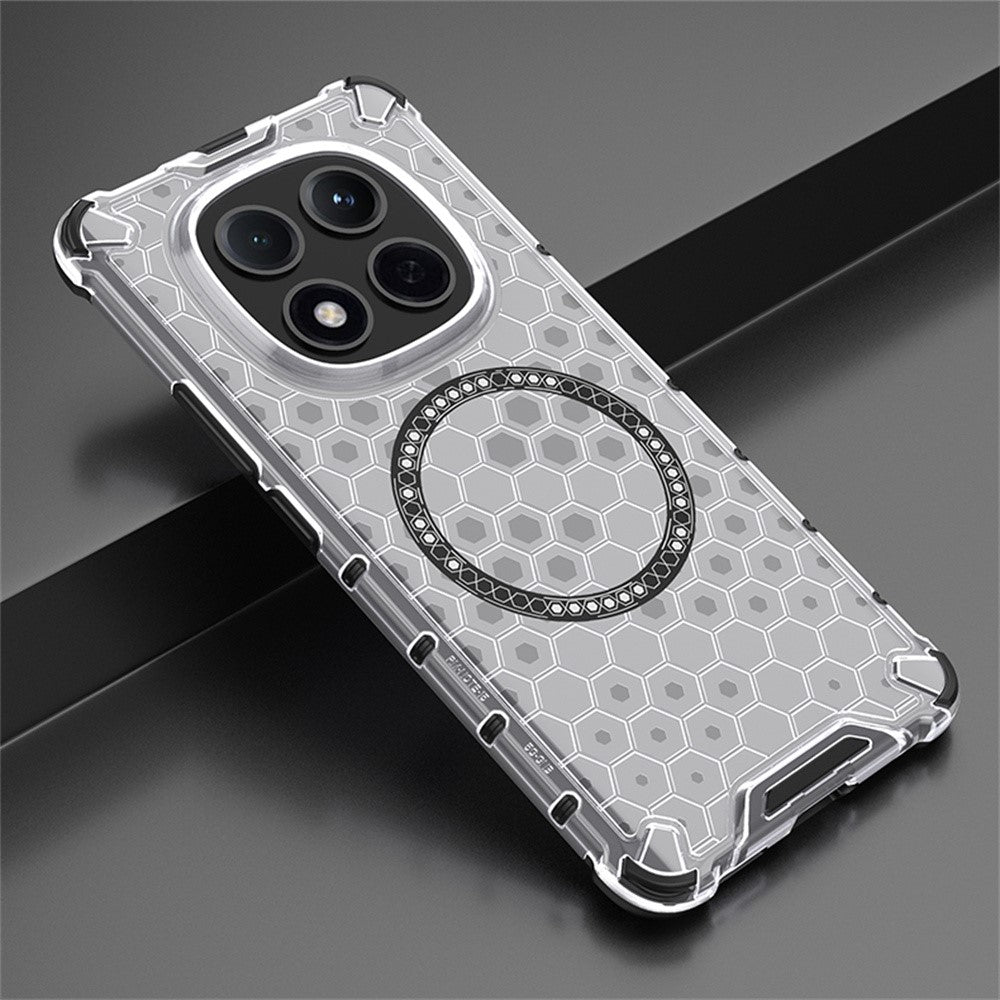 For Xiaomi Redmi Note 15 Pro 5G (Global) Magnetic Case Honeycomb Design TPU + PC Phone Cover - Transparent