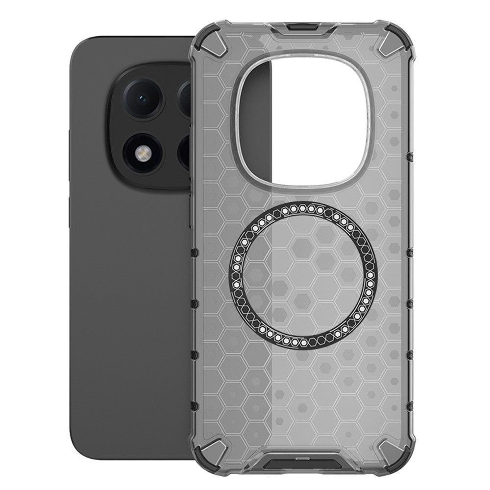 For Xiaomi Redmi Note 15 Pro 5G (Global) Magnetic Case Honeycomb Design TPU + PC Phone Cover - Grey