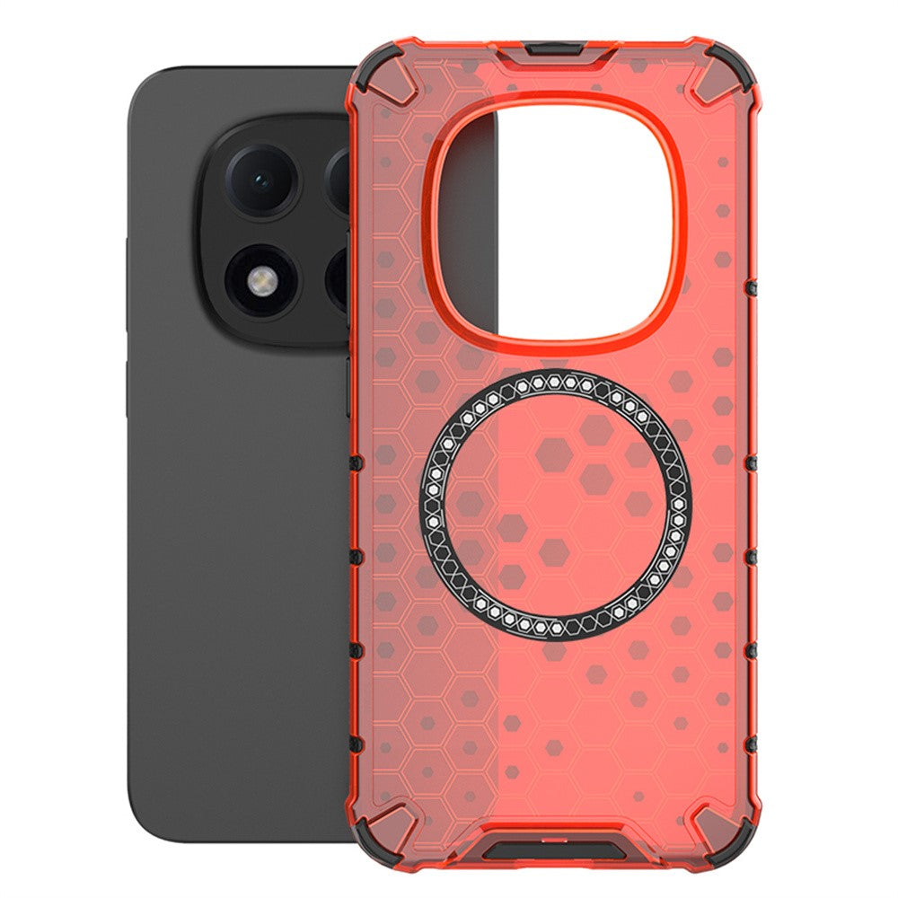 For Xiaomi Poco M8 Pro 5G / Redmi Note 15 Pro+ 5G (Global) Magnetic Case Honeycomb Design TPU + PC Phone Cover - Red