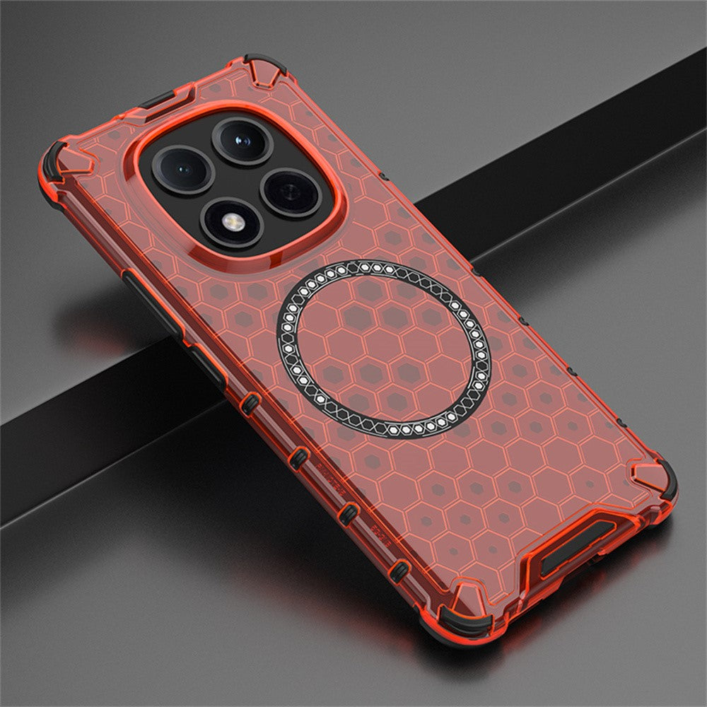 For Xiaomi Poco M8 Pro 5G / Redmi Note 15 Pro+ 5G (Global) Magnetic Case Honeycomb Design TPU + PC Phone Cover - Red