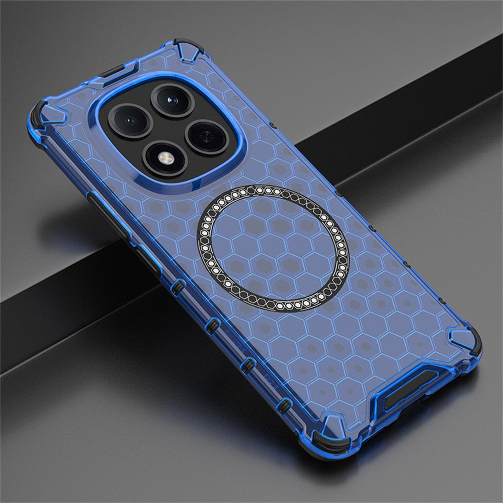 For Xiaomi Poco M8 Pro 5G / Redmi Note 15 Pro+ 5G (Global) Magnetic Case Honeycomb Design TPU + PC Phone Cover - Blue