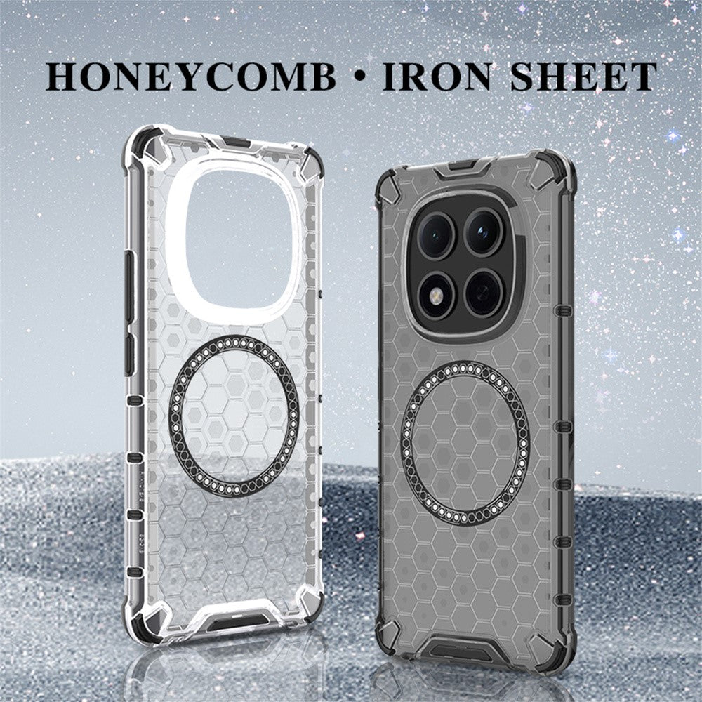 For Xiaomi Poco M8 Pro 5G / Redmi Note 15 Pro+ 5G (Global) Magnetic Case Honeycomb Design TPU + PC Phone Cover - Blue