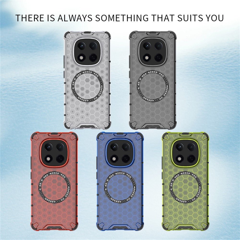 For Xiaomi Poco M8 Pro 5G / Redmi Note 15 Pro+ 5G (Global) Magnetic Case Honeycomb Design TPU + PC Phone Cover - Blue