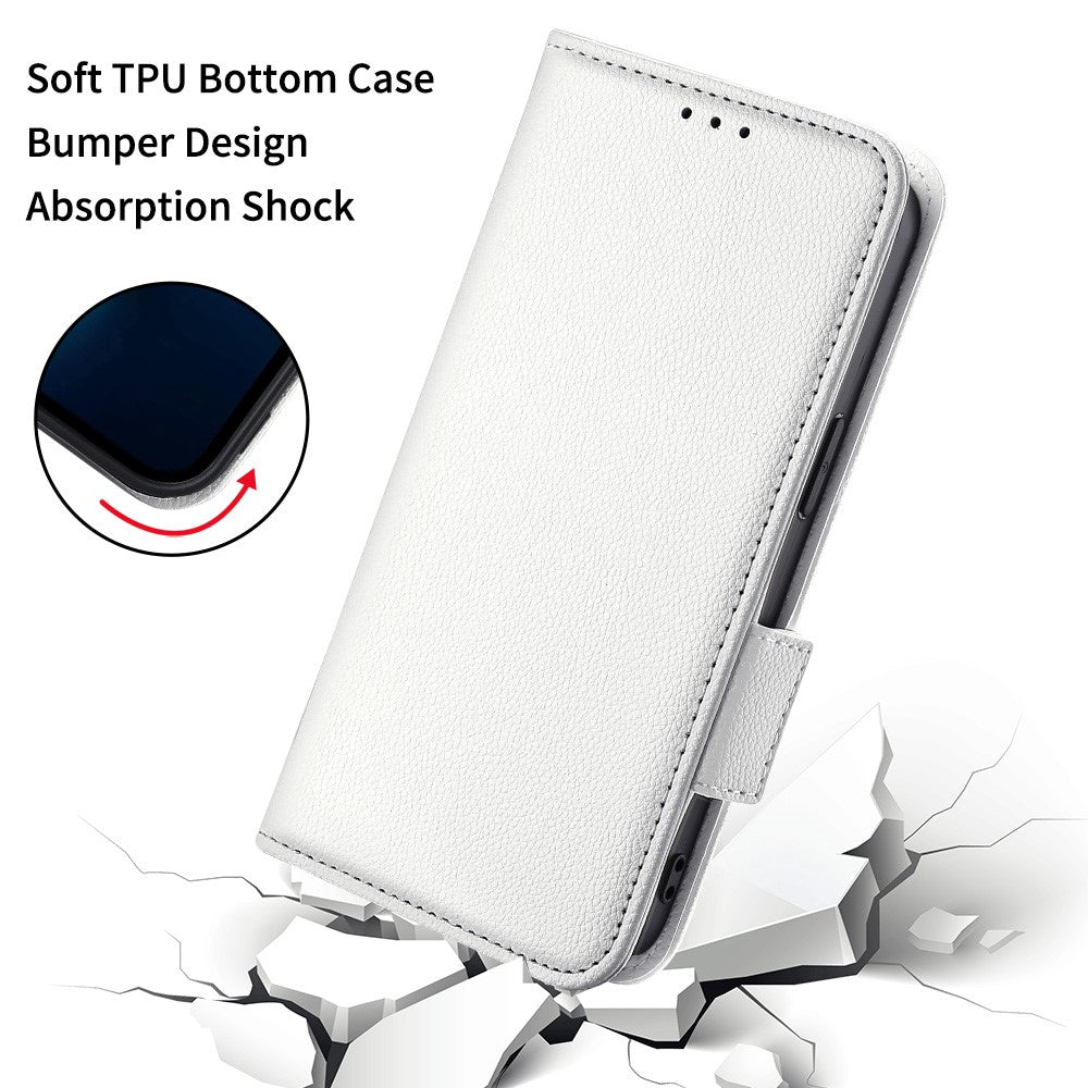 For vivo X300 Pro 5G Case Litchi Texture Wallet Leather Phone Cover with Wrist Strap - White