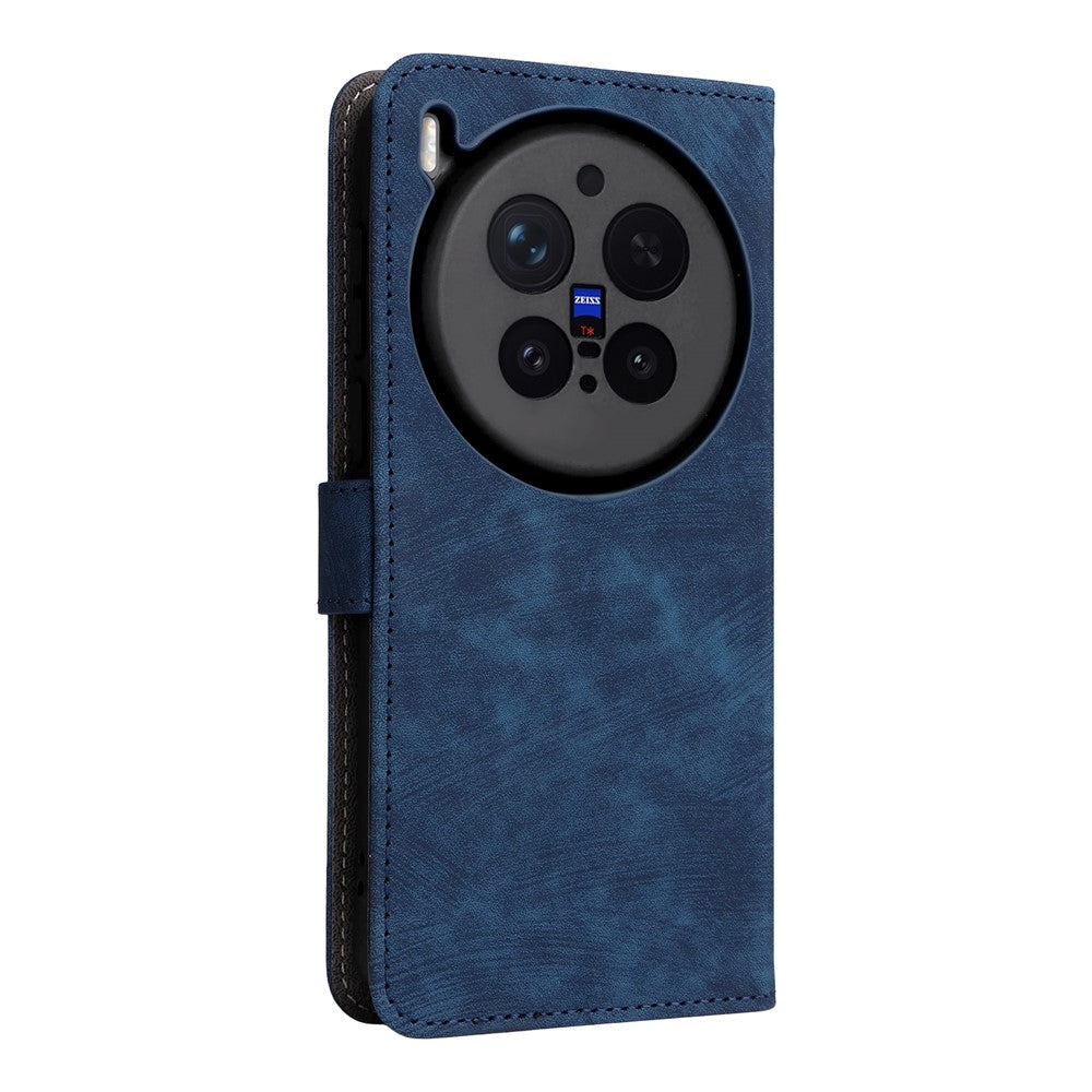 For vivo X300 Pro 5G Case Wallet RFID Blocking PU Leather Phone Cover Stand with Strap - Blue