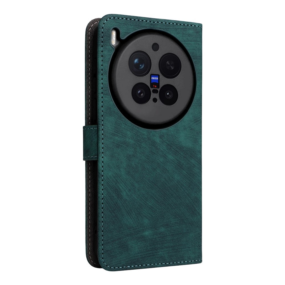For vivo X300 Pro 5G Case Wallet RFID Blocking PU Leather Phone Cover Stand with Strap - Green