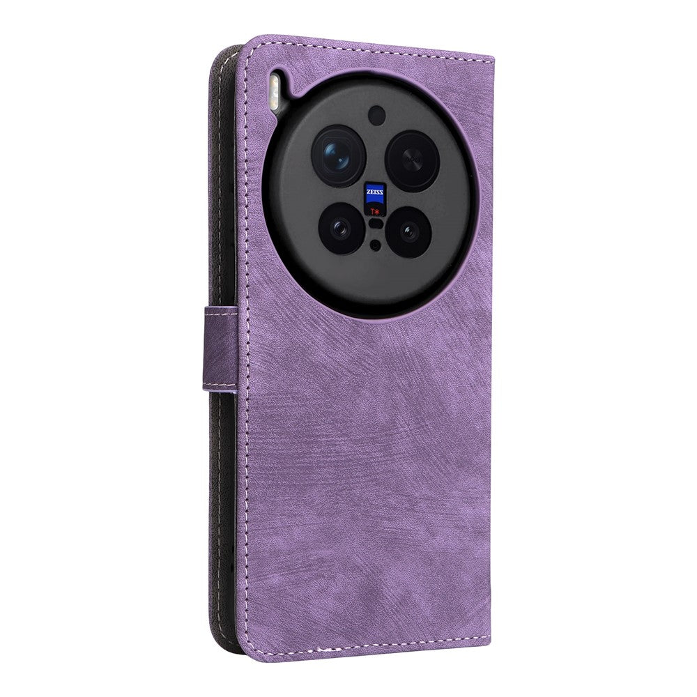 For vivo X300 Pro 5G Case Wallet RFID Blocking PU Leather Phone Cover Stand with Strap - Purple
