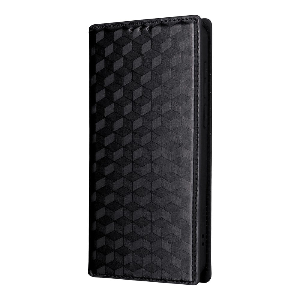 For vivo X300 Pro 5G Case Wallet Rhombus Imprinted PU Leather Phone Cover - Black