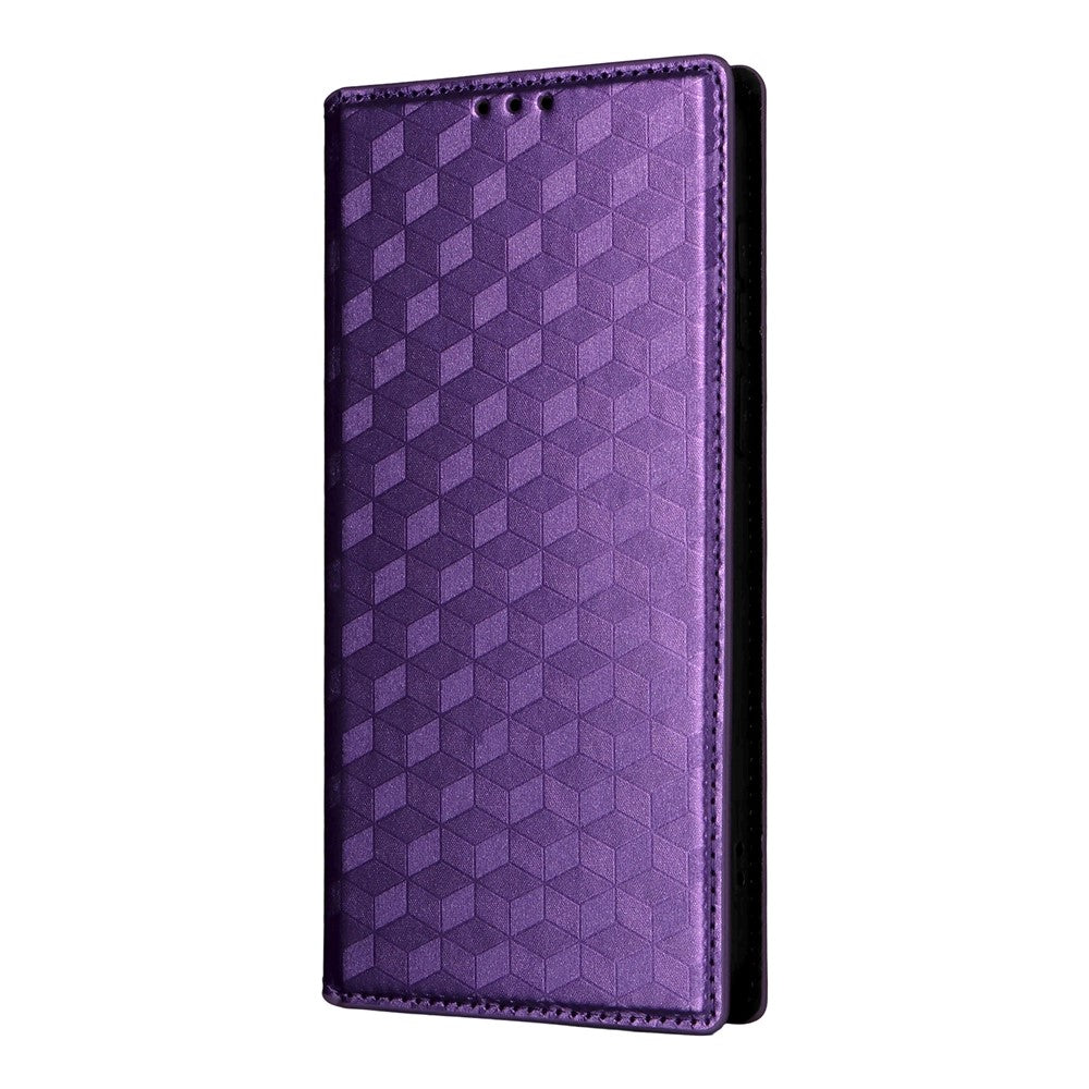 For vivo X300 Pro 5G Case Wallet Rhombus Imprinted PU Leather Phone Cover - Purple
