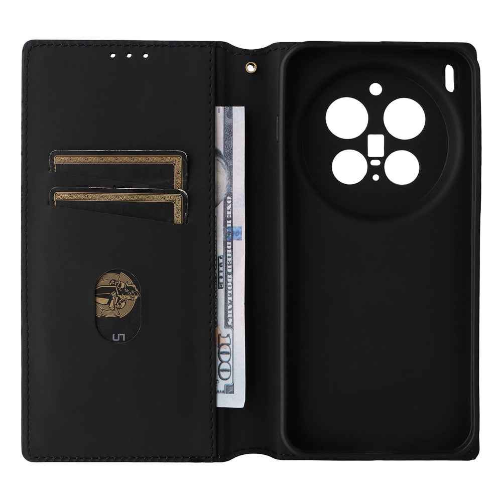 For vivo X300 Pro 5G Case Wallet Rhombus Imprinted PU Leather Phone Cover - Brown