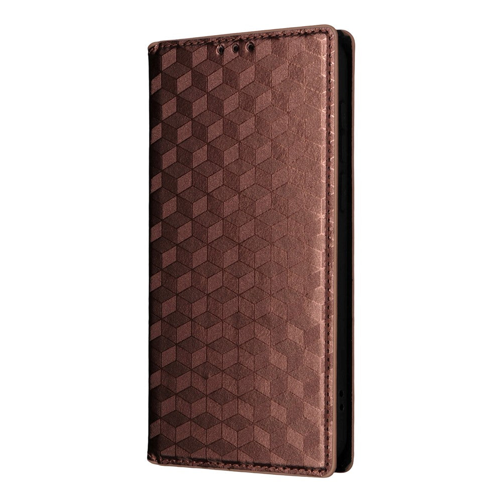For vivo X300 Pro 5G Case Wallet Rhombus Imprinted PU Leather Phone Cover - Brown