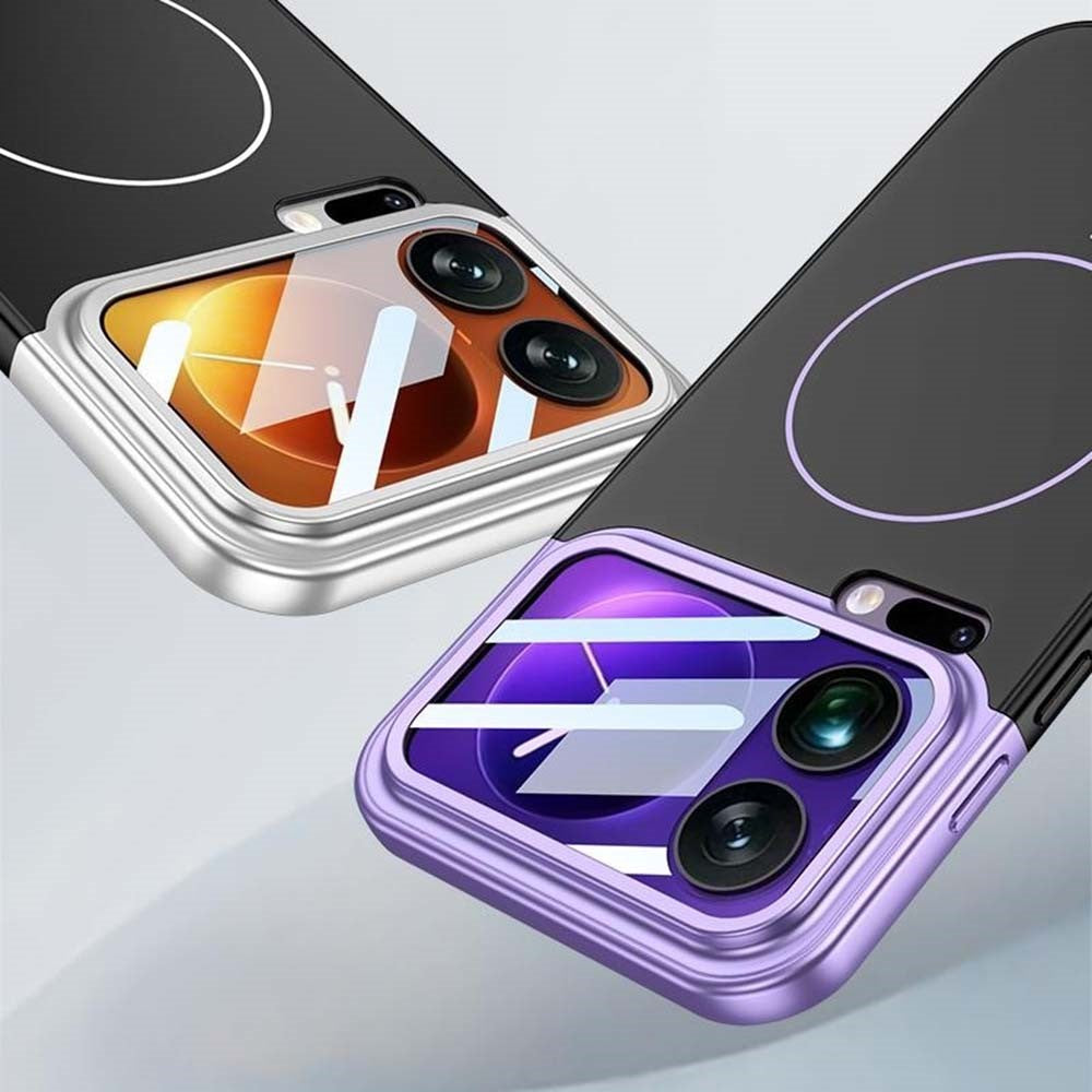 GKK For Xiaomi 17 Pro Max Case with Lens Film Detachable Camera Frame Contrast Color PC Phone Cover Magnetic Case - Silver / Black