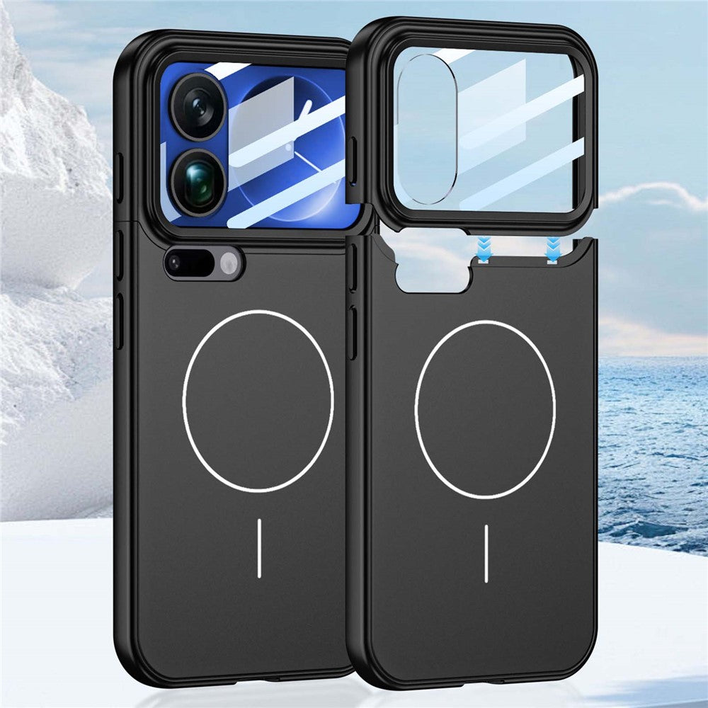 GKK For Xiaomi 17 Pro Max Case with Lens Film Detachable Camera Frame Contrast Color PC Phone Cover Magnetic Case - Black / Black