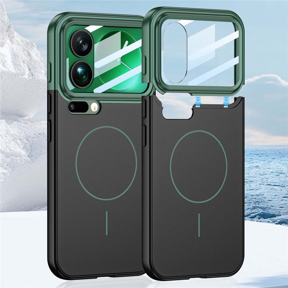 GKK For Xiaomi 17 Pro Max Case with Lens Film Detachable Camera Frame Contrast Color PC Phone Cover Magnetic Case - Green / Black