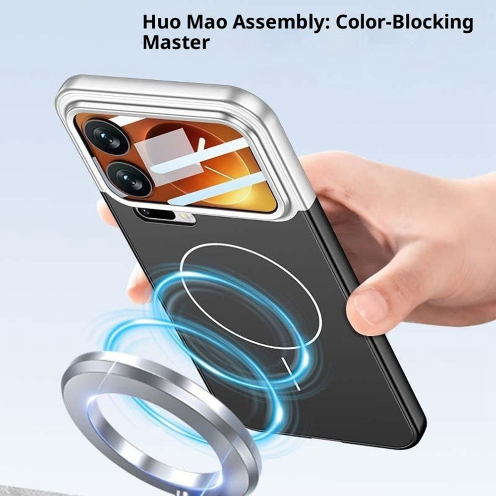 GKK For Xiaomi 17 Pro Max Case with Lens Film Detachable Camera Frame Contrast Color PC Phone Cover Magnetic Case - Green / Black