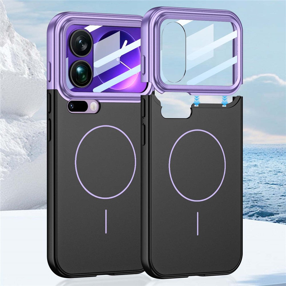 GKK For Xiaomi 17 Pro Max Case with Lens Film Detachable Camera Frame Contrast Color PC Phone Cover Magnetic Case - Purple / Black