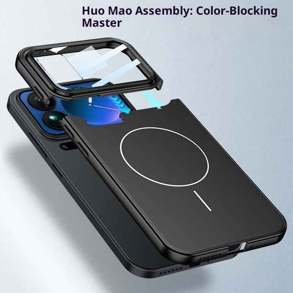 GKK For Xiaomi 17 Pro Case with Lens Film Detachable Camera Frame Contrast Color PC Phone Cover Magnetic Case - Black / Black